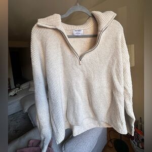 Old Navy Women's Ribbed Cream Turtleneck Sweater